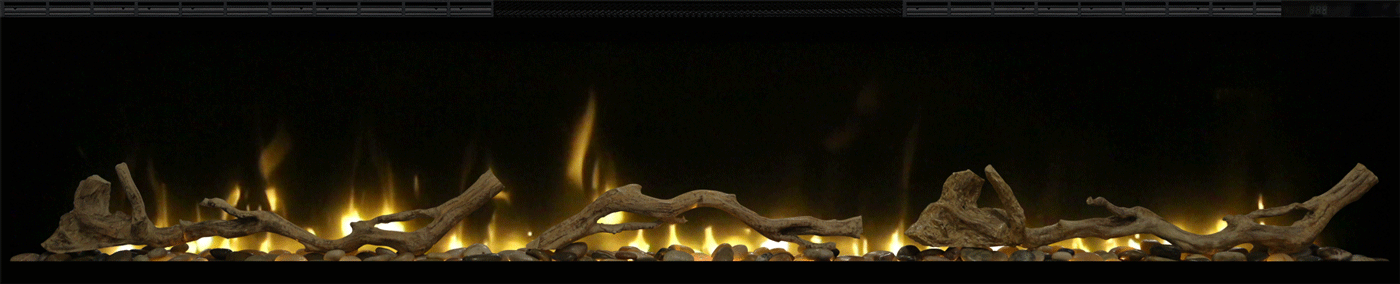 XLF74 Electric Fire Front Driftwood Animated Flames